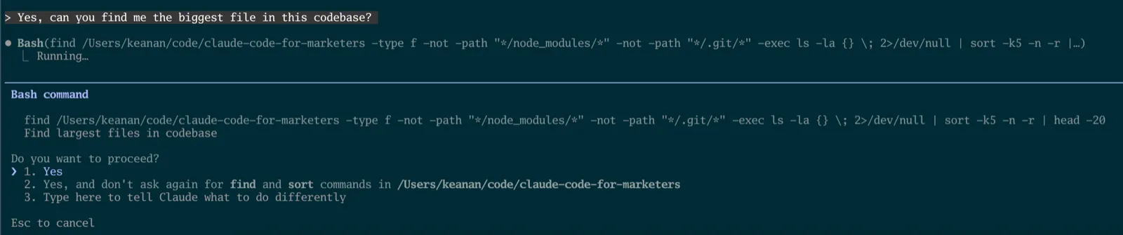 Claude Code asking for permission before running a command