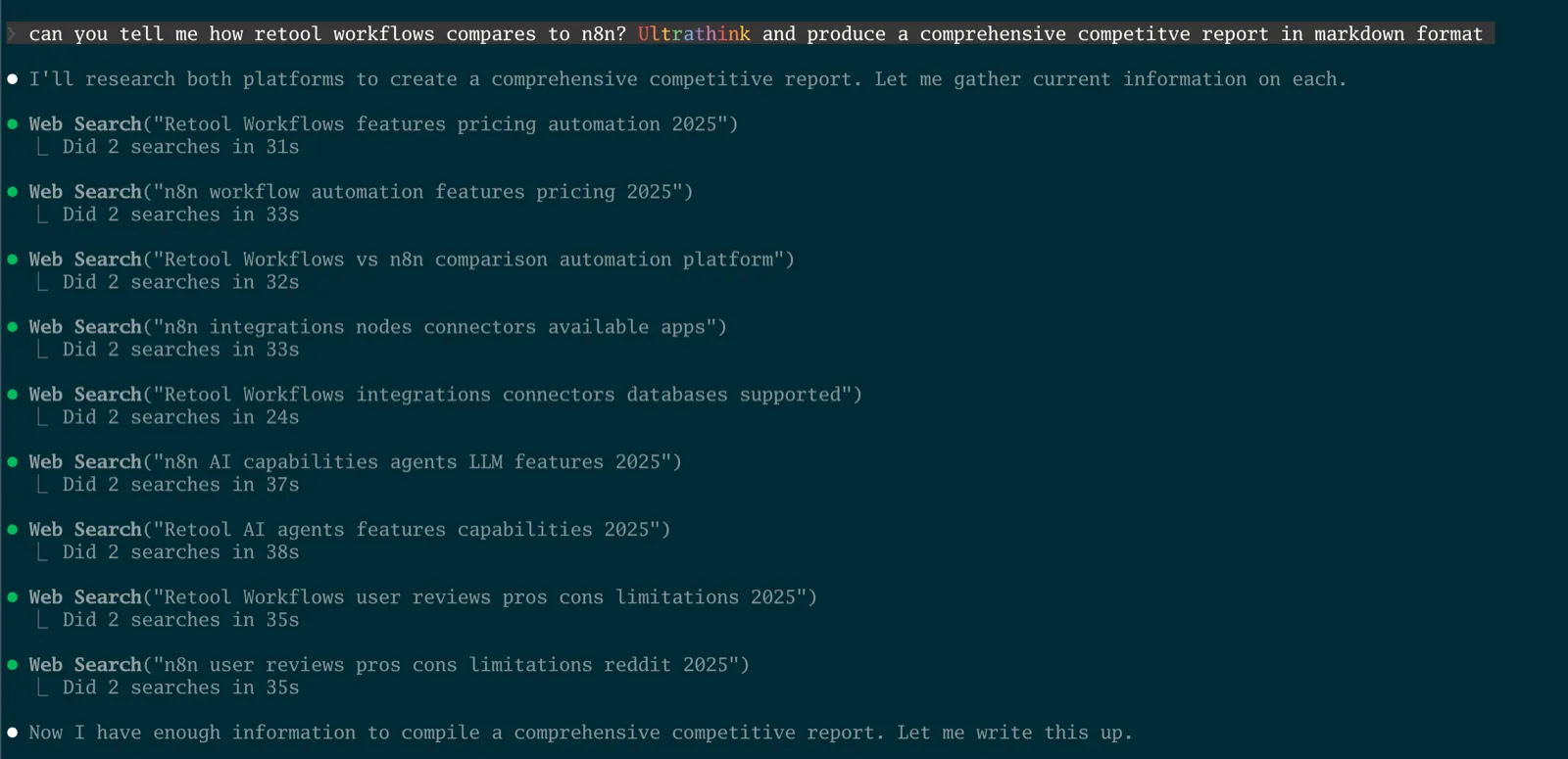 Claude Code running multiple web searches in sequence