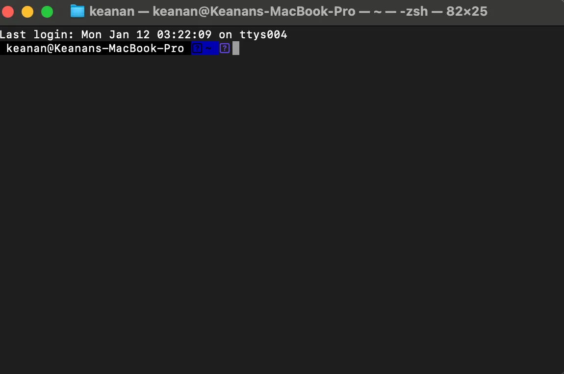 Empty terminal window on Mac